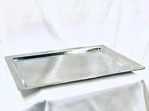 Event Enhancers 16x11 Stainless Steel Rectangular Hammered Serving Tray