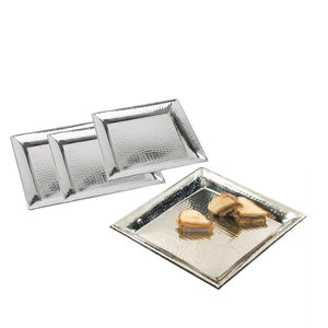 Event Enhancers Hammered Stainless Steel Square Serving Tray